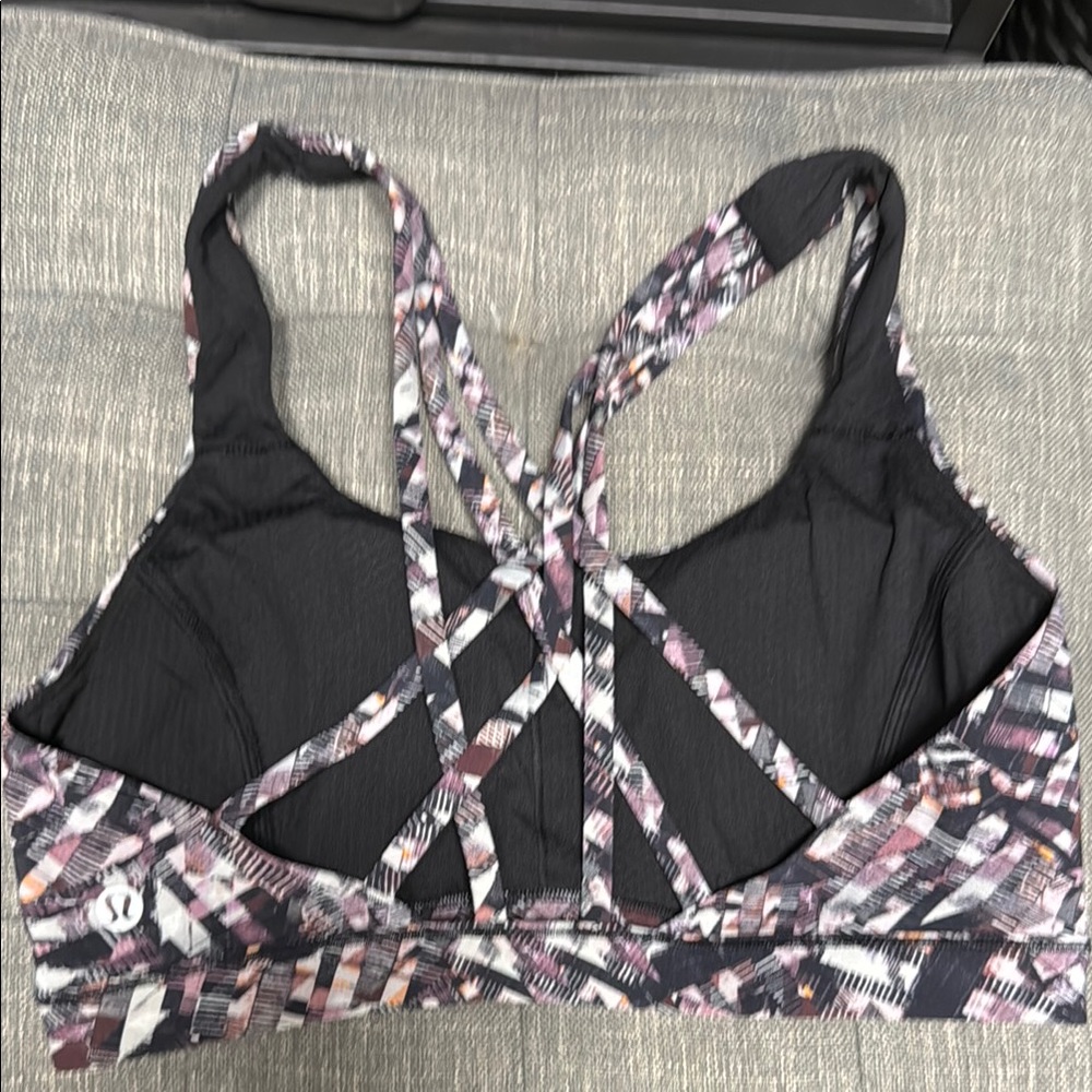 lululemon athletica Women's Strappy Sports Bra - Black and Pink